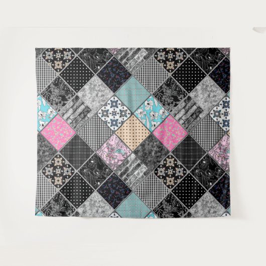 Patchwork retro kleuren patchwork quilting wandkleed (Voorkant (horizontaal))