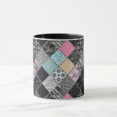 Patchwork retro vintage kleuren patchwork quilten mok (Midden)