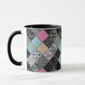 Patchwork retro vintage kleuren patchwork quilten mok (Links)