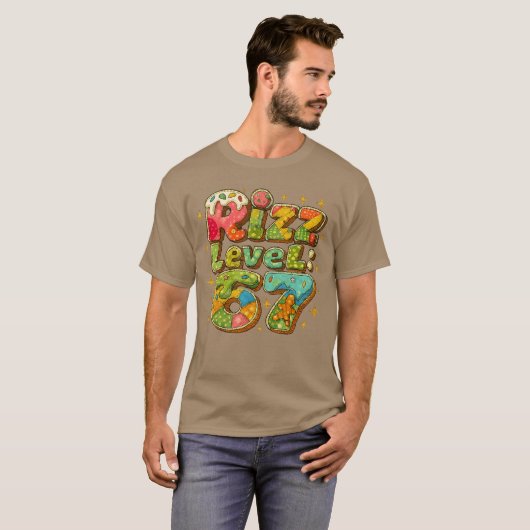 Patchwork Rizz Level 67 Funny Gamer Design foreens T-shirt (Voorkant volledig)
