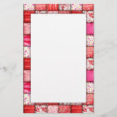Patchwork Rood en Roze kantelpatroon Briefpapier (Voorkant)