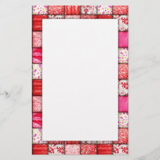 Patchwork Rood en Roze kantelpatroon Briefpapier (Voorkant)