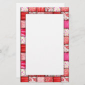 Patchwork Rood en Roze kantelpatroon Briefpapier (Voorkant / Achterkant)