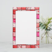 Patchwork Rood en Roze kantelpatroon Briefpapier (Staand voorkant)