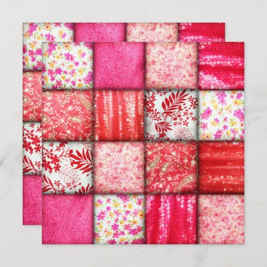 Patchwork Rood en Roze kantelpatroon Kaart (Voorkant / Achterkant)