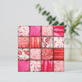 Patchwork Rood en Roze kantelpatroon Kaart (Staand voorkant)