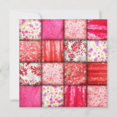 Patchwork Rood en Roze kantelpatroon Kaart (Voorkant)