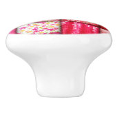 Patchwork Rood en Roze kantelpatroon Keramische Knop (Zijkant)