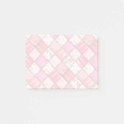 Patchwork Rood en Roze kantelpatroon Post-it® Notes (Voorkant)