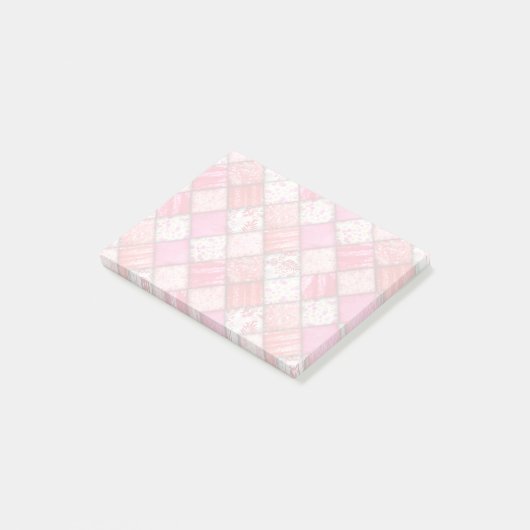 Patchwork Rood en Roze kantelpatroon Post-it® Notes (Schuin)