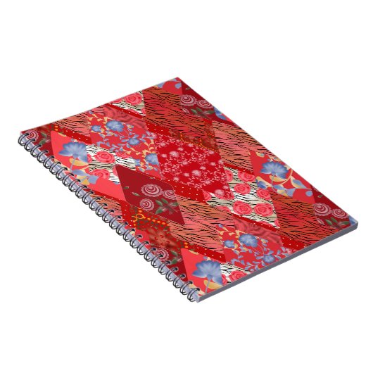 Patchwork, rood, rood notitieboek (Rechterzijde)