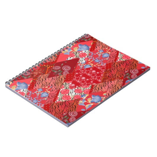 Patchwork, rood, rood notitieboek (Linkerzijde)