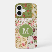 Patchwork Roos Custom Monogram iPhone 16 Hoesje (Achterkant)