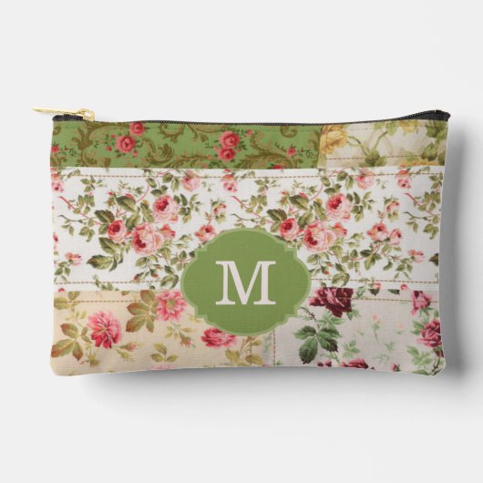 Patchwork Roos Custom Monogram Pencil Hoesje Etui (Voorkant)