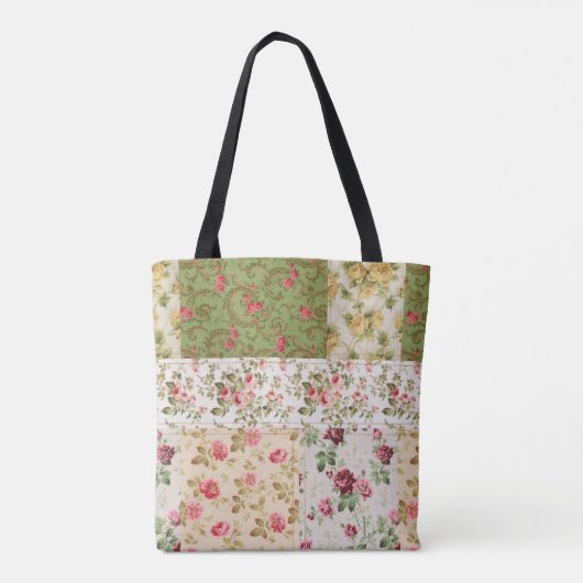 Patchwork Roos Custom Monogram Tote Bag (Achterkant)