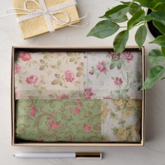 Patchwork Roos Patroon Decoupage Papier (Geschenk)