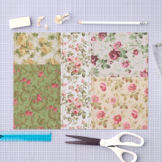 Patchwork Roos Patroon Decoupage Papier (Craft)