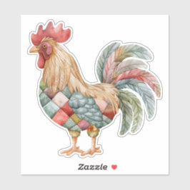 Patchwork Rooster Sticker