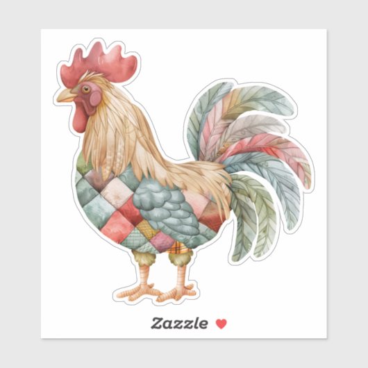 Patchwork Rooster Sticker (Vel)