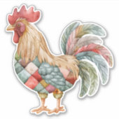 Patchwork Rooster Sticker (Voorkant)