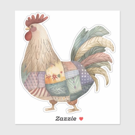 Patchwork Rooster Sticker (Vel)