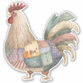 Patchwork Rooster Sticker (Voorkant)