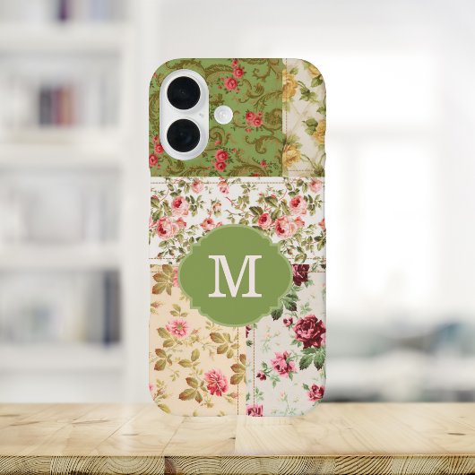 Patchwork Rose Custom Monogram Case-Mate iPhone Case