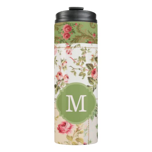 Patchwork Rose Custom Monogram Thermosbeker (Voorkant)