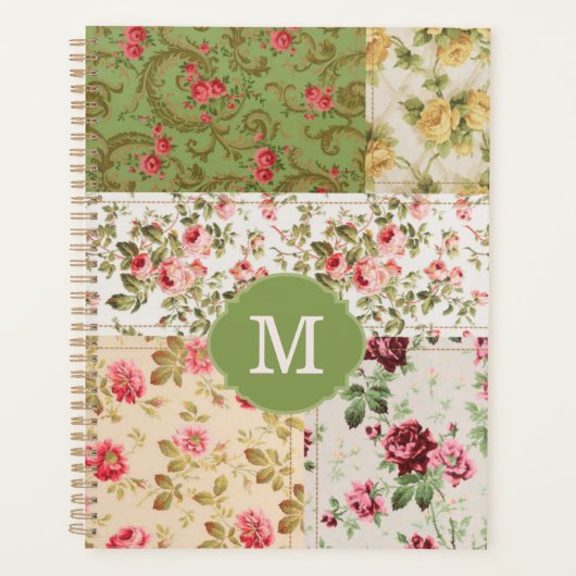 Patchwork Roze Aangepaste Monogram Planner (Voorkant)