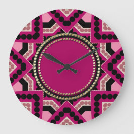 Patchwork Roze Geometrische Ster Muurklok Grote Klok