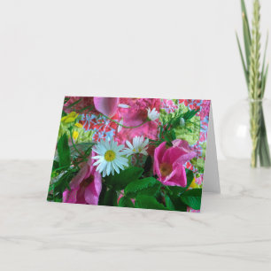 Patchwork roze verjaardagskaart voor alle doeleind kaart