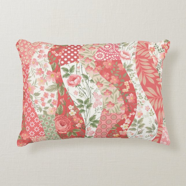 Patchwork rozen: naadloos patroonontwerp. accent kussen (Voorkant)