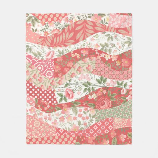 Patchwork rozen: naadloos patroonontwerp. fleece deken (Voorkant)