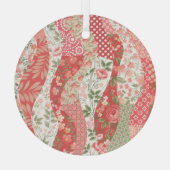 Patchwork rozen: naadloos patroonontwerp. glas ornament (Achterkant)