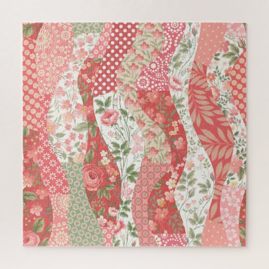 Patchwork rozen: naadloos patroonontwerp. legpuzzel (Verticaal)