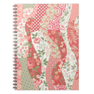 Patchwork rozen: naadloos patroonontwerp. notitieboek