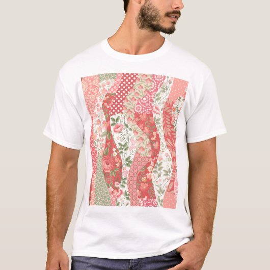 Patchwork rozen: naadloos patroonontwerp. t-shirt (Voorkant)