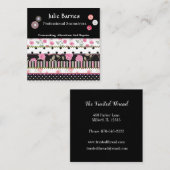 Patchwork Rozen Stripes Polka Dots Seamstress Squa Vierkante Visitekaartje (Voorkant / Achterkant)