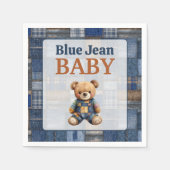 Patchwork Rustic Denim Bear Blue Jean Baby Shower Servet (Voorkant)