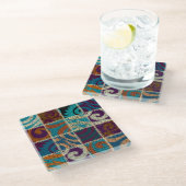 Patchwork ruw canvas imitatie glazen onderzetter (Schuin)