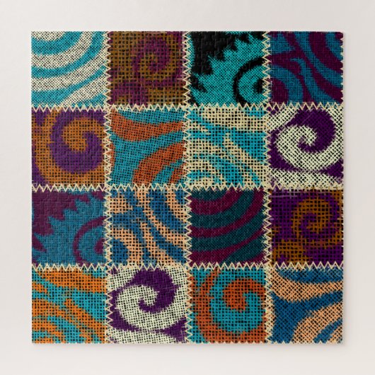 Patchwork ruw canvas  imitatie legpuzzel (Verticaal)