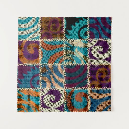 Patchwork ruw canvas imitatie wandkleed (Voorkant)