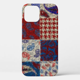 Patchwork ruw canvas, imitatiepatroon. Case-Mate iPhone case