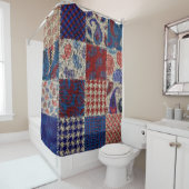 Patchwork ruw canvas, imitatiepatroon. douchegordijn (In situ)