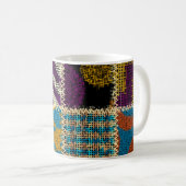 Patchwork ruw canvas naadloos patroon koffiemok (Voorkant rechts)