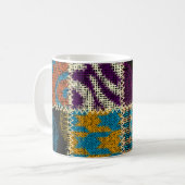 Patchwork ruw canvas naadloos patroon koffiemok (Voorkant links)