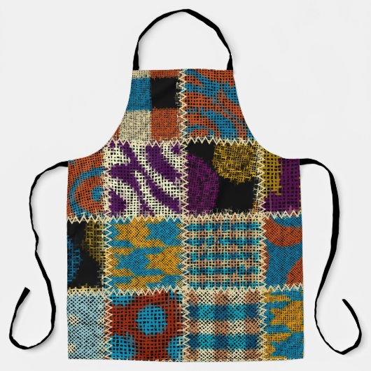 Patchwork ruw canvas naadloos patroon schort (Voorkant)