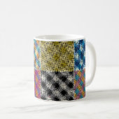 Patchwork ruw canvas vierkanten koffiemok (Voorkant rechts)