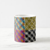 Patchwork ruw canvas vierkanten koffiemok (Center)