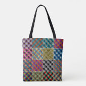 Patchwork ruw canvas vierkanten  tote bag (Achterkant)